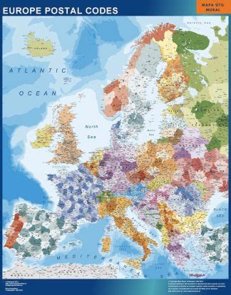 Europe Postal Codes Wall Map Vector World Maps