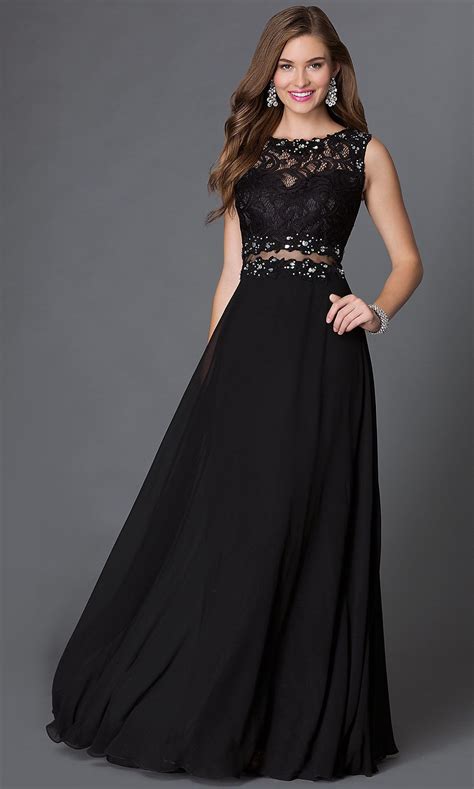 Mock Two Piece Black Lace Floor Length Gown Trendy Dresses Lace
