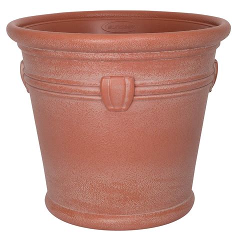 Suncast Waterton 18 Inch Resin Round Decorative Flower Pot Planter