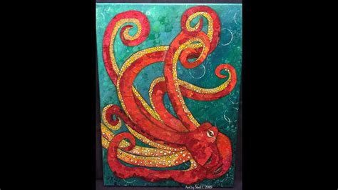 Mixed Media Canvas Octopus Paper Painting Youtube