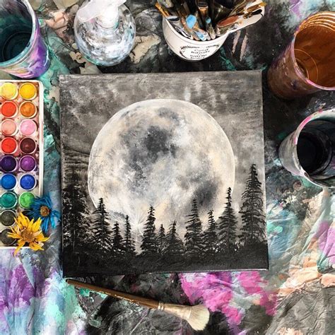 Moon Full Moon Original Painting Painting On Canvas Nature