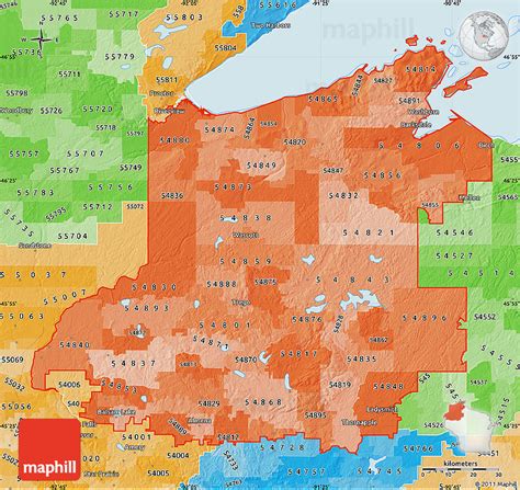 Political Shades Map Of Zip Codes Starting With 548