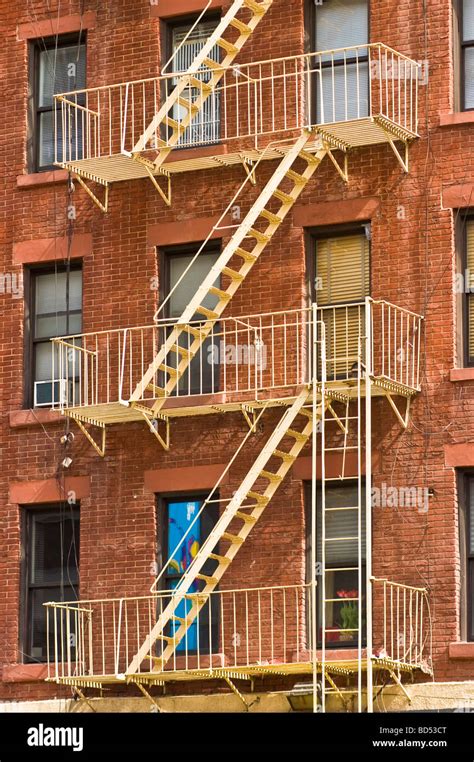 House With Metal Fire Escape Stairs Ladders Manhattan New York City