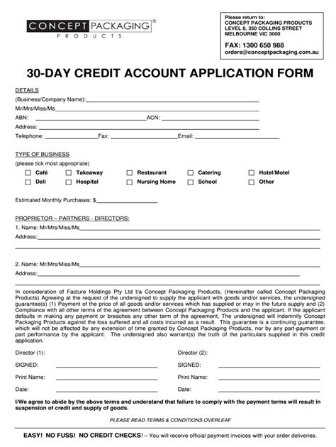 30 Day Credit Application Form Template Fill Out And Sign Online Dochub