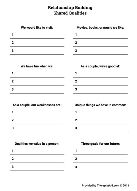 Couples Therapy Worksheets For Trust