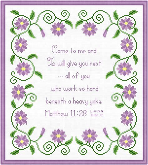 Looking for your next counted cross stitch project? Come to Me for Rest Cross Stitch Pattern religious