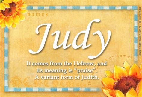 The meaning of judy is jewess, woman from judea, praise. Judy Name Meaning - Judy name Origin, Name Judy, Meaning ...