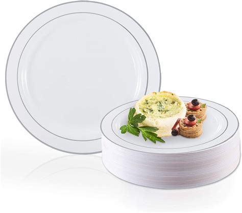 Elegant Disposable Plastic Dinner Plates 20 Pcs Heavy
