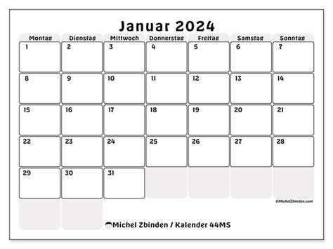 Kalender Januar 2024 44ms Michel Zbinden De