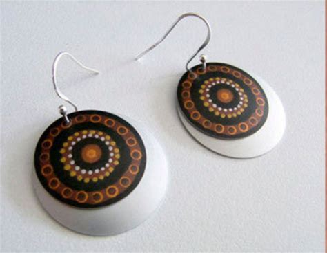 Handmade Aboriginal Art 2pce Aluminium Earrings Hunting