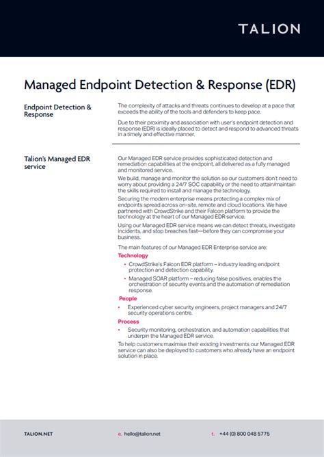 Managed Endpoint Detection And Response Edr Datasheet