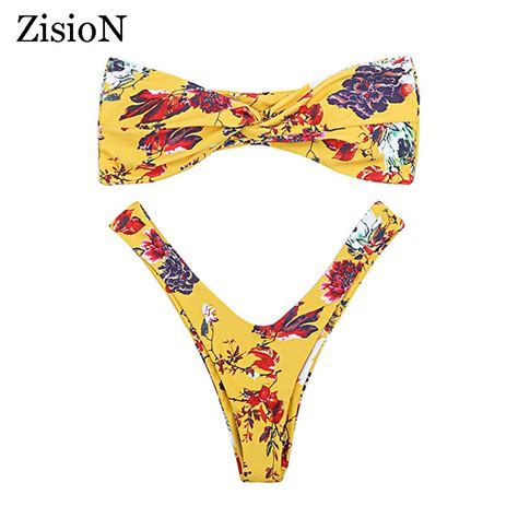Zision 2018 Brazilian Sexy Bikinis Women Swimsuit Bow Swimwear Beach