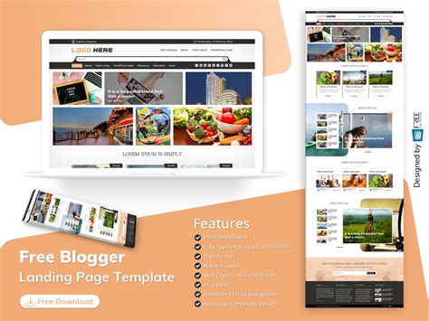 Free Blogger Landing Page Template Freepsddesign Com Free Psd Design Download All