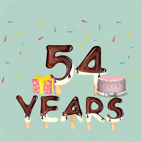 Carte anniversaire humour 54 ans à télécharger et imprimer gratuitement. Carte de joyeux anniversaire 54 ans — Image vectorielle ...