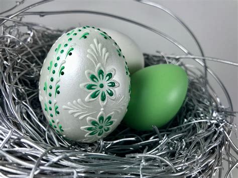 Polish Folk Art Hand Painted Chicken Egg Wax Embossed Easter Etsy