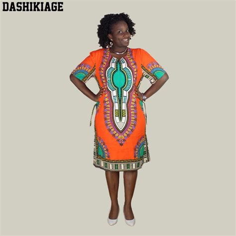 Dashikiage Womens African Print Dashiki Knee Length Elegant Private