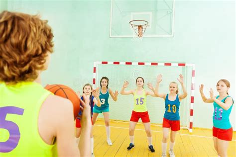 Basketball Player Throwing Ball Into The Basket Stock Image Image Of