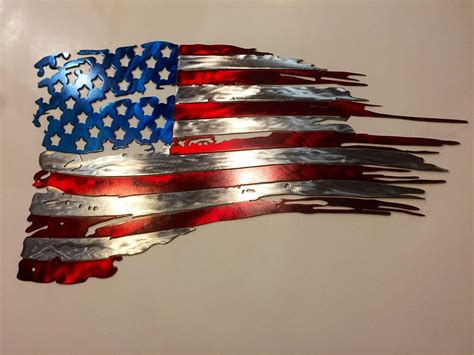 Tattered American Flag Metal Art