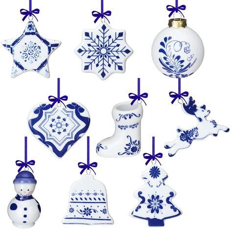 Chinoiserie Ornaments Porcelain Blue Ornament Christmas Hanging Pendant