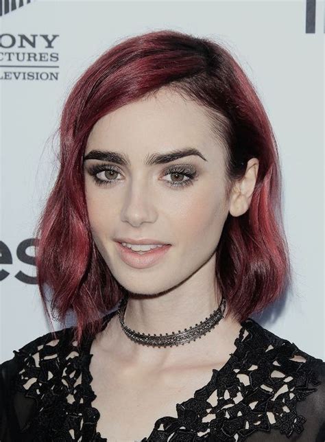 Lily Collins Source Lily Collins Burgundy Hair Lilly Collins