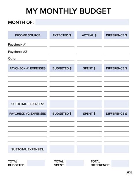 Monthly Budget Planners Free Printables Printabulk