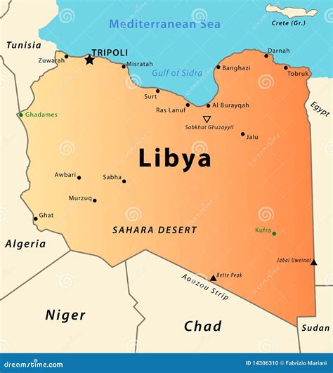 Libyen Karte Vektor Abbildung Illustration Von Libysch 14306310