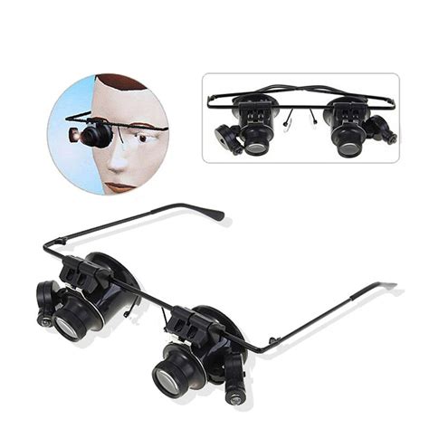 dual eye glasses wearing style 20x led lights magnifier used for for jewelry watch repair in