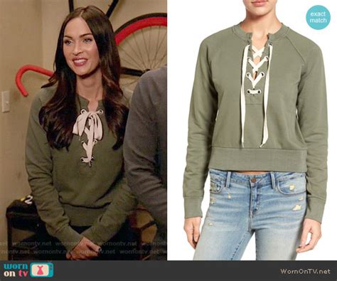 Wornontv Reagans Lace Up Sweatshirt On New Girl Megan Fox Clothes