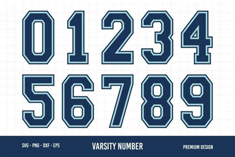 Varsity Numbers Svg Cut File Sports Jersey Numbers Dxf
