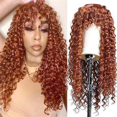 Amazon Com YXCHERISHAIR Ginger Curly Wigs For Black Women Long Afro Curly Wig With Bangs High