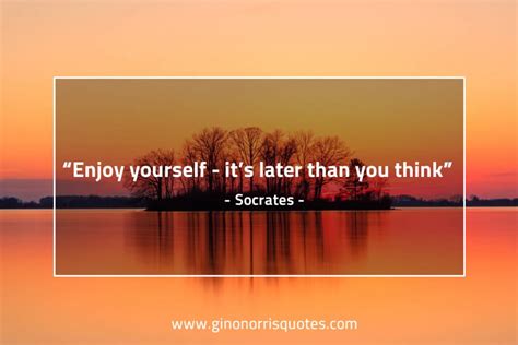 Enjoy Yourself — Its Later Than You Think Socrates Gino Norris Quotes