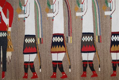Seven Yeibechei Dancers Navajo Weaving With Talking God