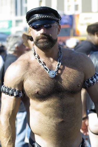 Leather Police Bear With His Leather Cap And Chain All Over