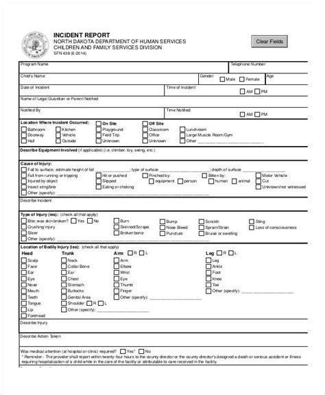 Blank Incident Report Form Word