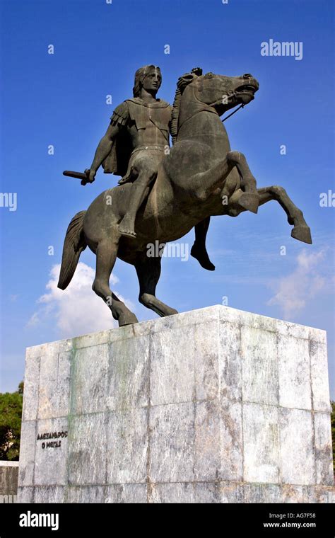 Alexander The Great And Boukefalas Horse Bronze Statue On Marble Base