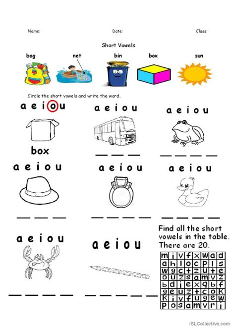 Short Vowels Aeiou English Esl Worksheets Pdf And Doc