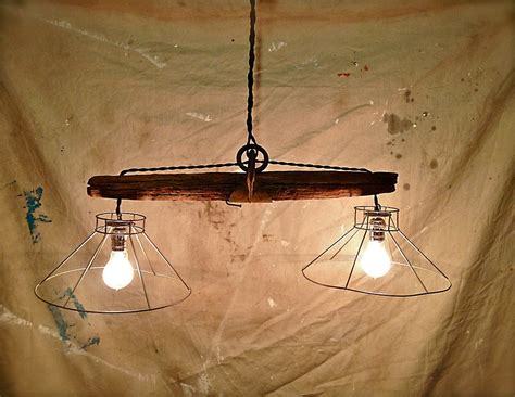 Rustic Primitive Hanging Pendant Lights Upcycled Farm Implements