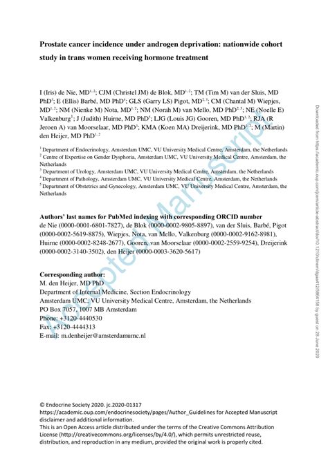 PDF Prostate Cancer Incidence Under Androgen Deprivation Nationwide Cohort Study In Trans