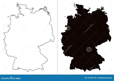 Outlined Germany Map Country Silhouette Vector Drawing Template