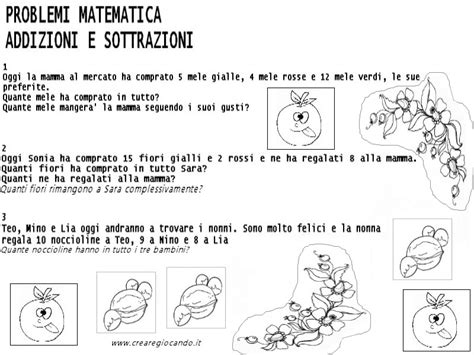 Problemi Semplici Matematica Con Illustrazioni Crearegiocando