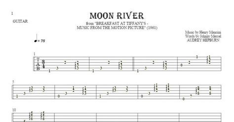 Moon River Tablature For Guitar Accompaniment Playyournotes