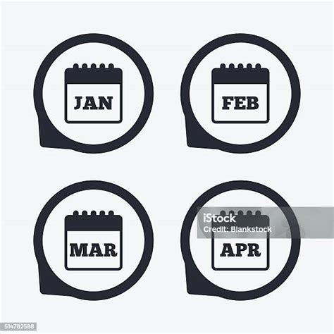 Kalender Januari Februari Maret Dan April Ilustrasi Stok Unduh Gambar