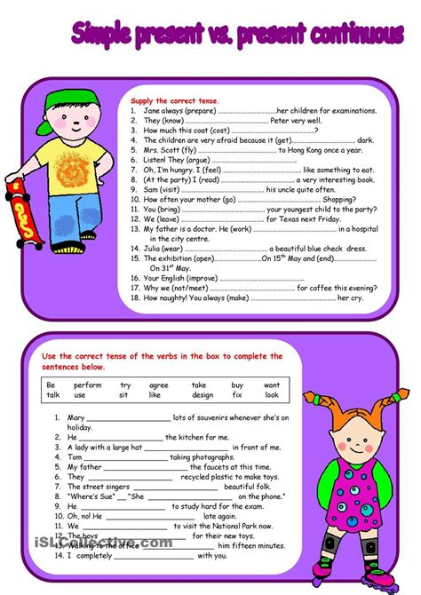 Nofrills Worksheet For All Ages Present Simple Vs