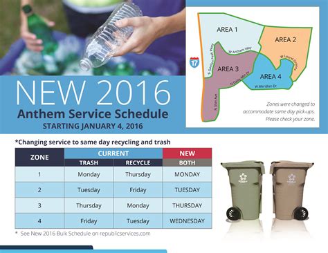 New Trash Collection Schedule in 2016 for Anthem Arizona