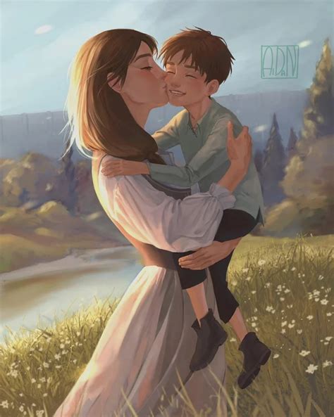 Mother And Son Art By Aidan K Art Ereh Pintura M E E Filho