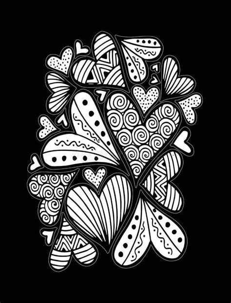 Hand Drawing Pattern Hearts Shape Doodle Style Vector Illustration