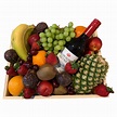 Fruitlicious- Fresh Fruit Hamper with wine in Timber box. Seasonal ...