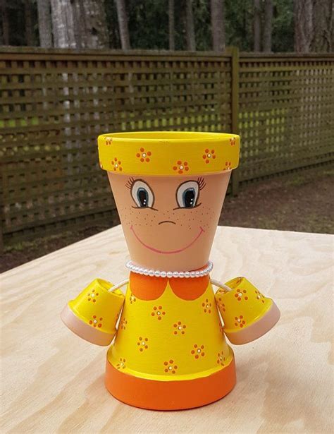Little Miss Clay Pot People Terracotta Planter Clay Pot People Clay