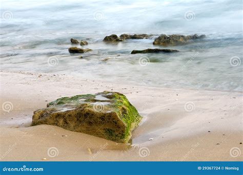 Rock On Beach With Sea Stock Photo Image Of Moody Shells 29367724