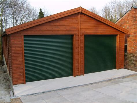 Wooden Double Garage With Roller Door